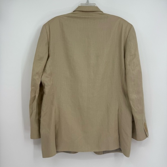 Calvin Klein Blazer Mens Size 44L Tan Beige 2 Button Sport Jacket 100% Linen - Picture 9 of 12